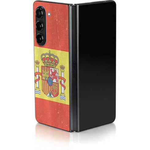 Spain Flag Distressed Galaxy Z Fold5 5G Skin